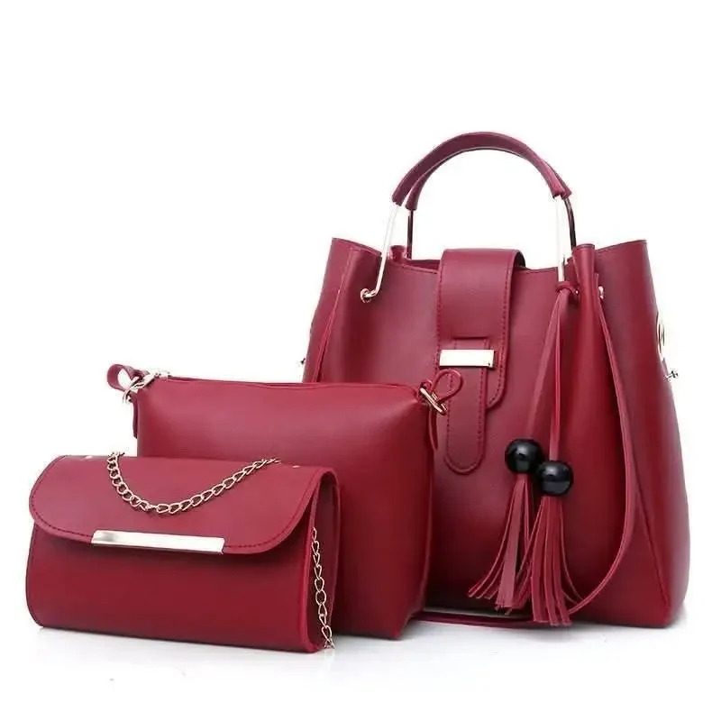 3pcs Combo Women Best Leather Tote Bag (Brown)